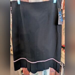 Black Midi Skirt with Pink Trim